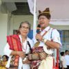 Ket. Foto: Bupati Kupang, Yosef Lede SH saat Menyapa purna Guru, Laudya Mesakh Lenggu.