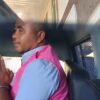 Ket. Foto: Kepala Desa Sahraen, Obet Amtiran saat Berada di Dalam Mobil Tahanan Kejaksaan Untuk di Bawa Rumah Tahanan Kota Kupang.