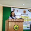 Bunda PAUD Kabupaten Kupang, Aurum Obe Titu Eki, S. Ars., M. Ars saat Menyampaikan Sambutannya.