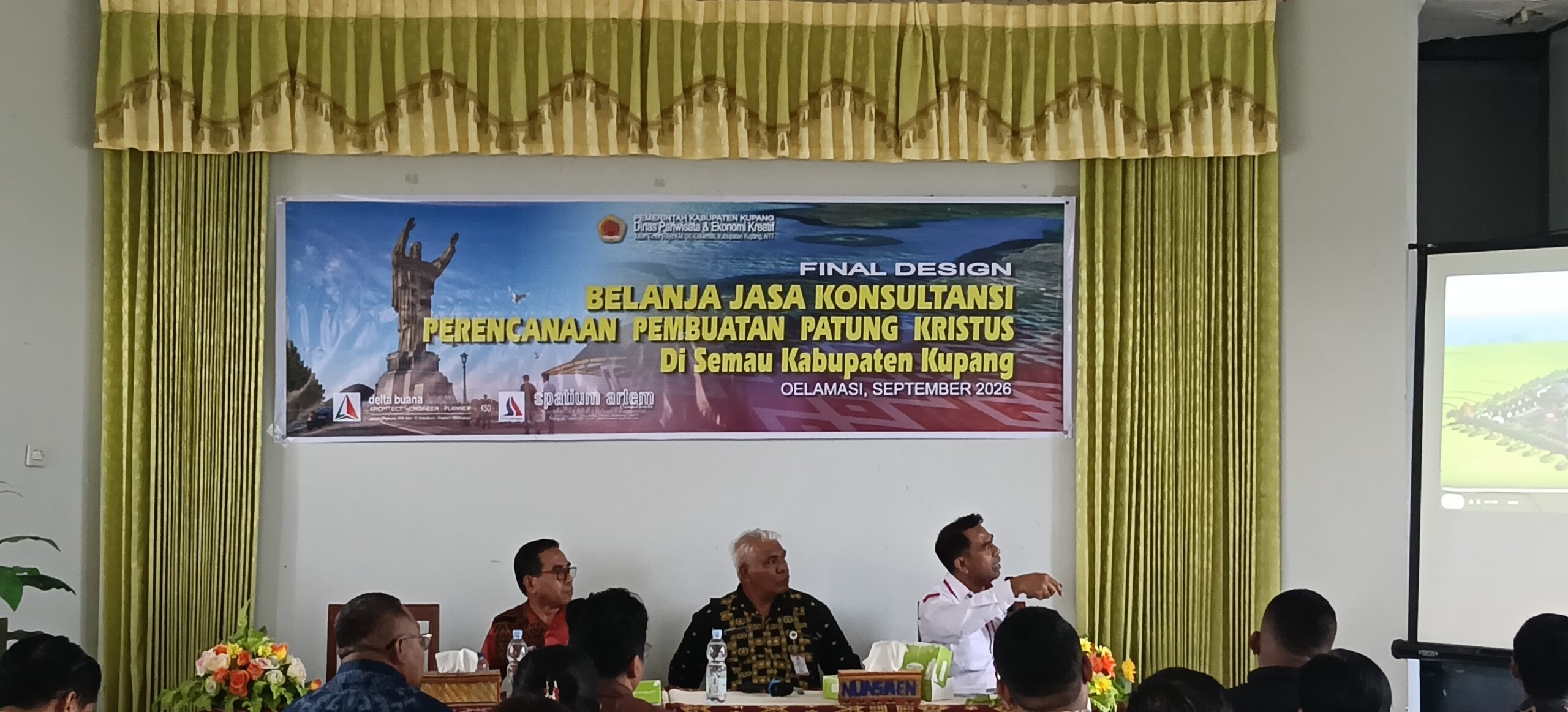 Keterangan: Rapat Final Design, Belanja Jasa Konsultasi Perencanaan Pembuatan Patung Kristus di Semau, Kabupaten Kupang.